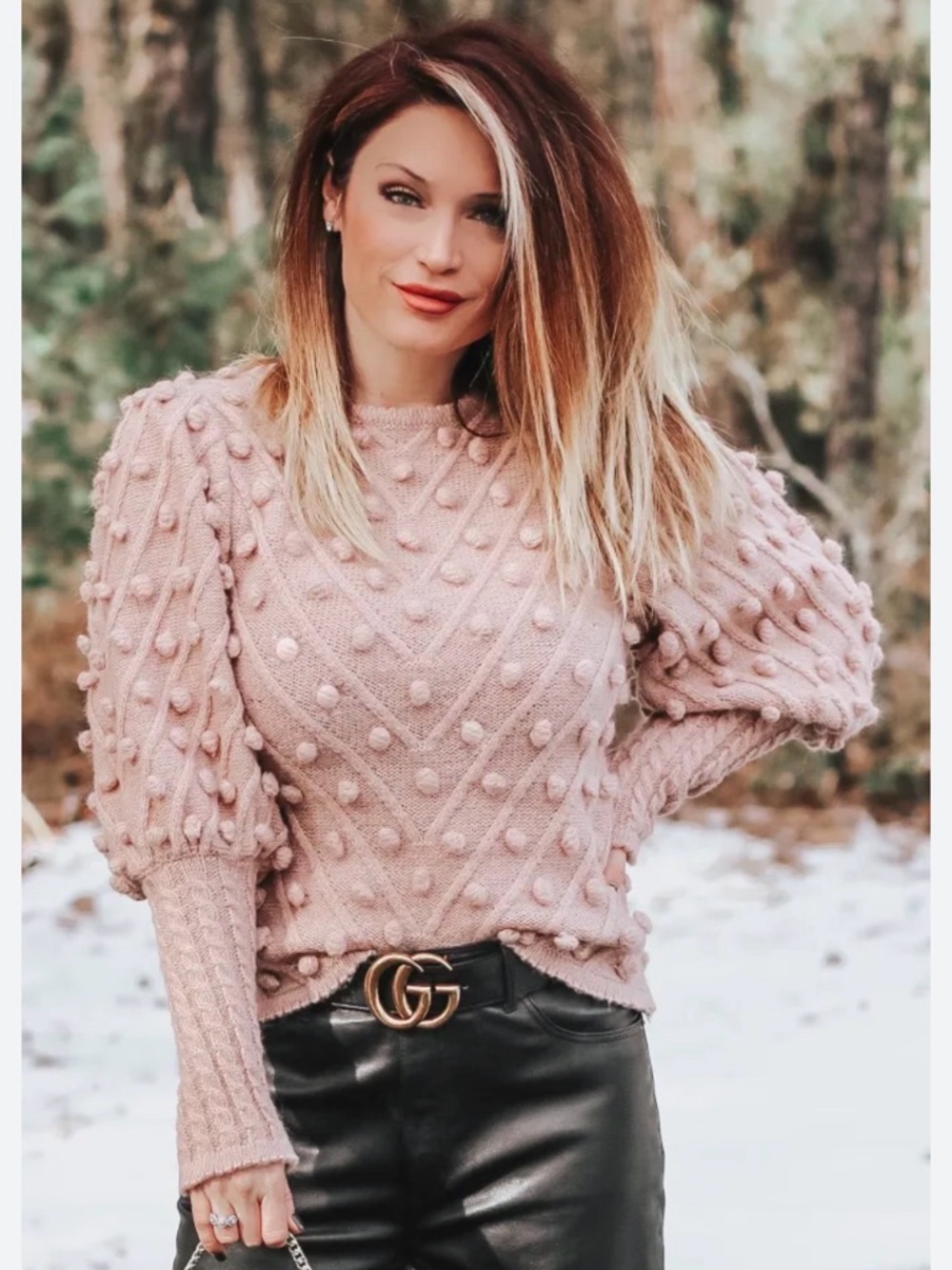 NWT Chicwish Pink Bobble Knit Sweater Small